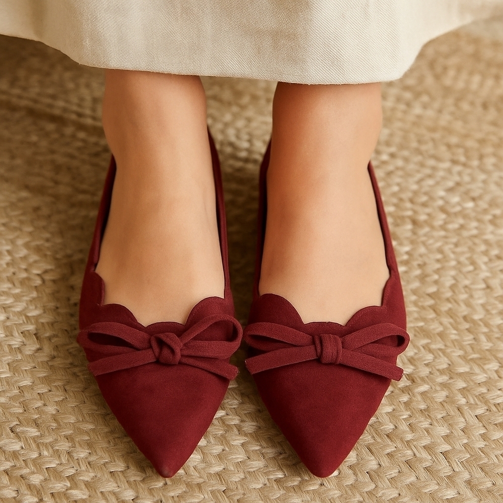 Kate Spade New York "Karolina" Suede Bow Flats Size 9 Euc Retail $228